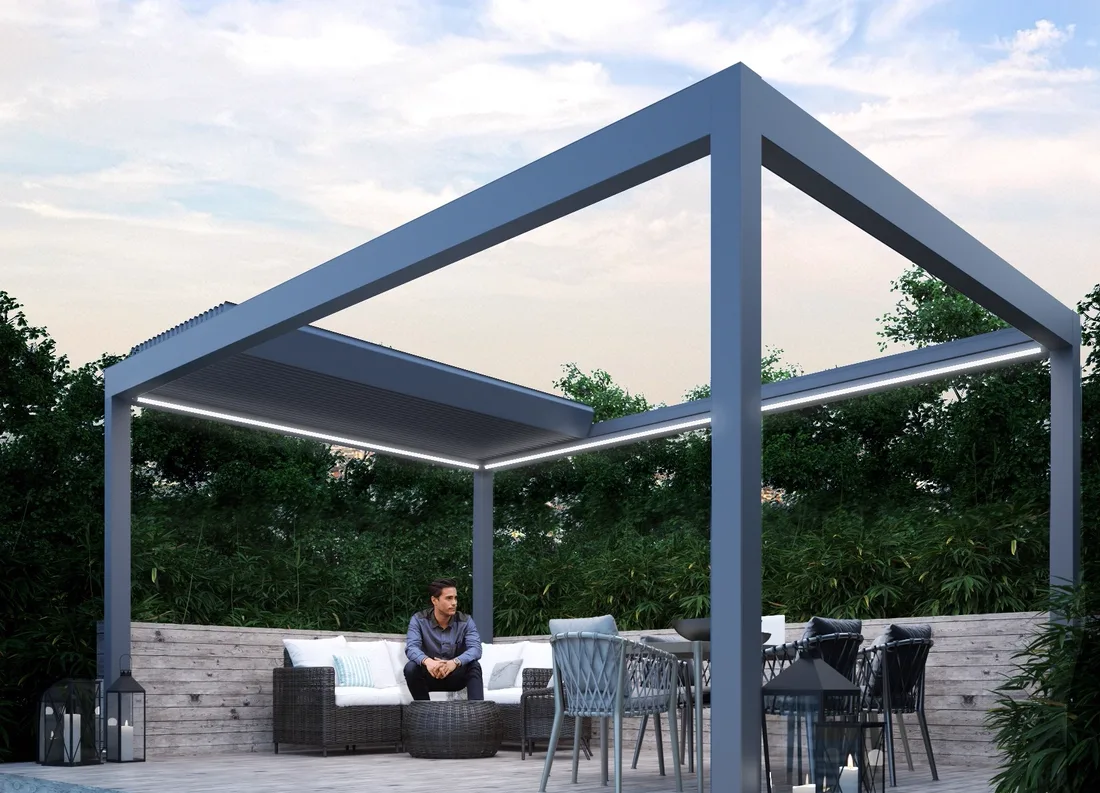 Terrassenüberdachung mit Lamellendach Cabrio von Pupkes-Bauelemente